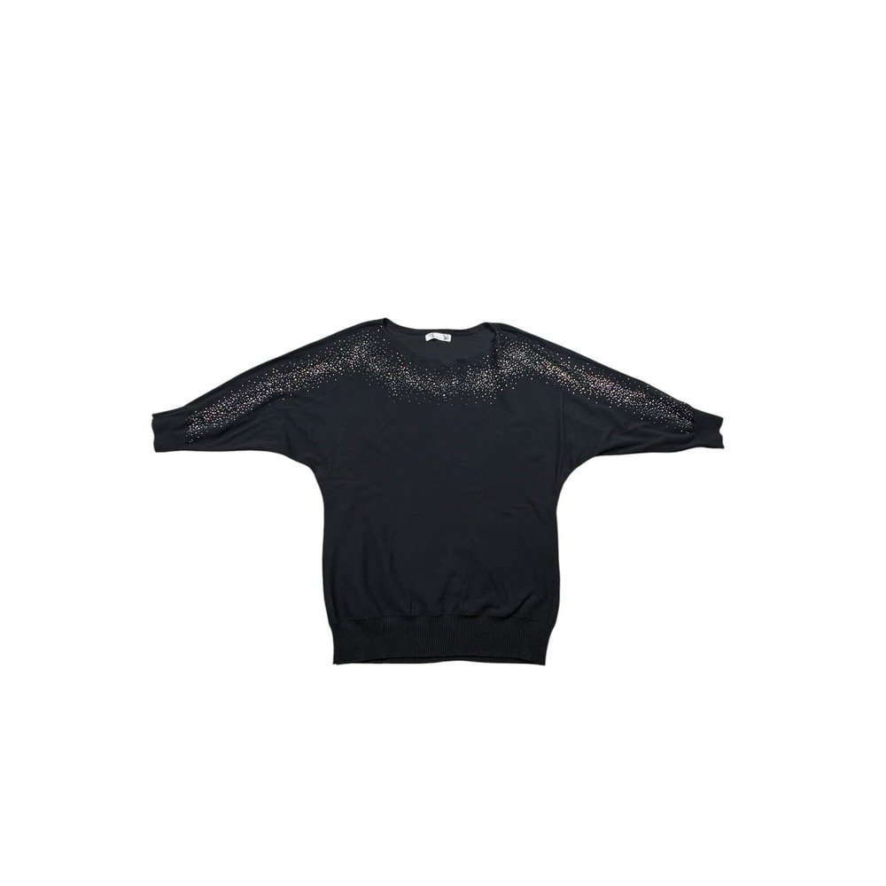 89th + Madison Black Rhinestone Dolman Sleeve Sweater Women's Large